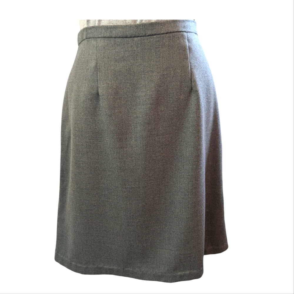 Handmade sz14 gray slight-A line midi lined suit retro style skirt EUC